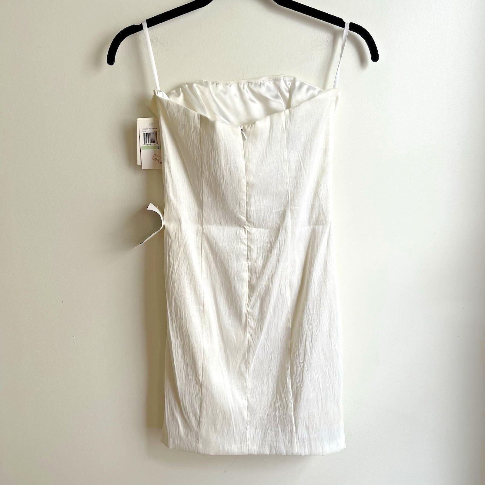 NWT Vintage 90s Jessica McClintock White Cocktail Dress Strapless Bridal Size 8