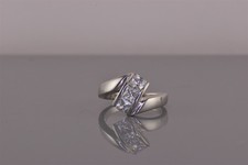 Sterling Silver Triple Stacked Curved Cubic Zirconia Band Ring 925 Sz: 7