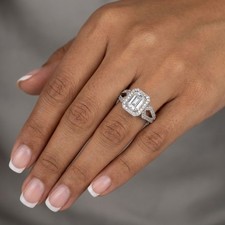 Engagement Ring Platinum Vintage 1.75 Carat Emerald Lab-Grown Diamond G VS2