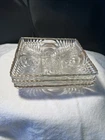 3 Hazel Atlas Sonic Wave Gold Trim Vintage Depression Glass Square Candy Dish