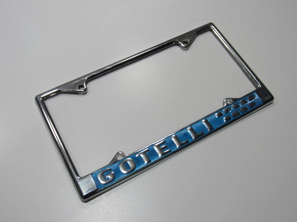 超罕见 NOS Gotelli Speed Shop S 旧金山 CA 金属车牌架 — 第 2/4 张图片