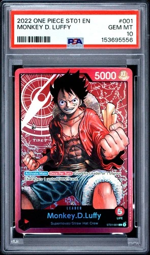 One Piece Monkey Luffy ST01-001 pre-errata PSA 10 #001 PRE ERRATA straw hat crew
