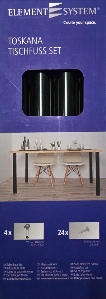 Schwarze Tischbeinen aus hochwertigem Metall, mit einer Höhe von 70 cm  