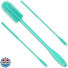 Purtribe 3-in-1 Silicone Bottle Brush and Straw Cleaning Brush Set, Water Bot