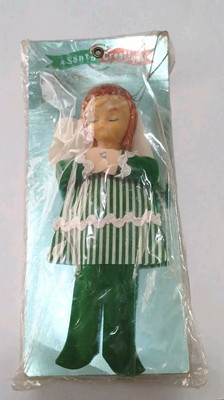 New Old Stock Vintage NOS A Santa Creation 7'' Green Angel Pixie Christmas Japan