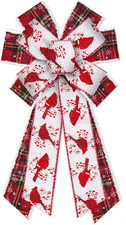 Large Christmas Bows for Wreath,Vintage Red Buffalo Plaid Wreath Bows Xmas Velve