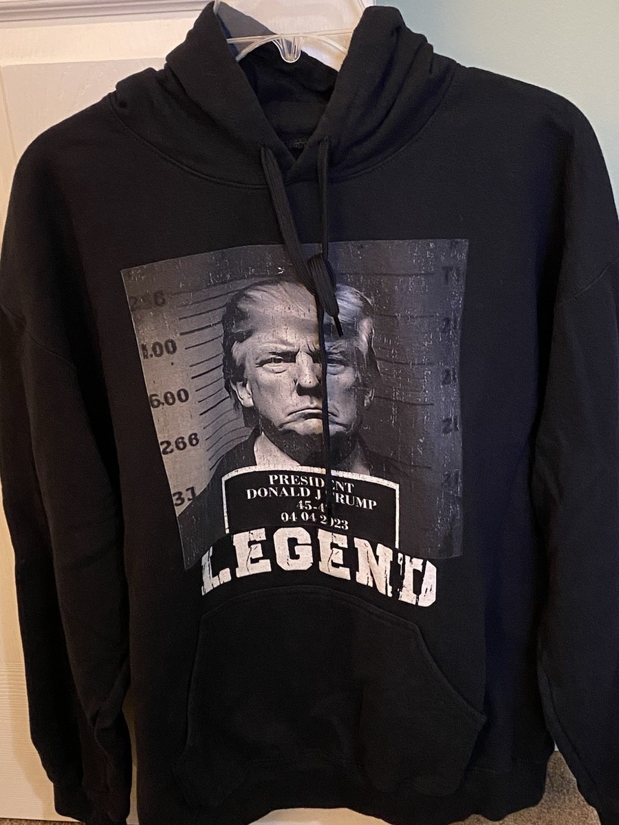 Political Humor Hoodie Trump Mug Shot Legend Blended Cotton Unisex Pullover View 2