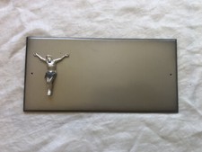 Vintage Silver Colored Funeral Casket Plate Coffin Plaque with Jesus Attached