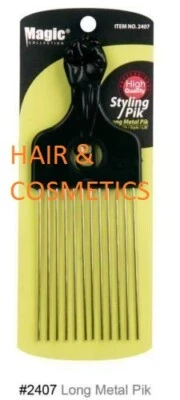 Magic Collection Styling Afro Pik Long Metal Comb-Style/Lift.- 2407-FAST UK Post