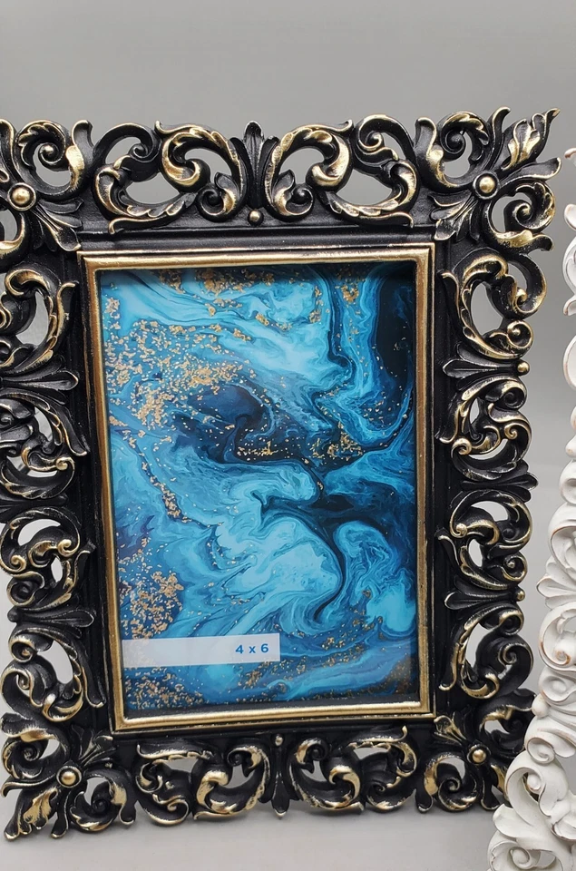 Picture Frame 4x6 Black And White With Gold Set Of 2 B5 - Image 3 of 4