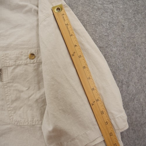 Columbia Shirt Mens 2XL XXL Beige Button Short Sleeve Floral Palm Print Hiking - Picture 14 of 15