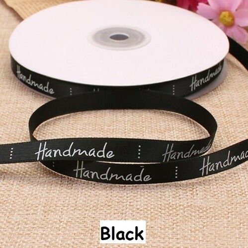 Satin Ribbon 10mm Printed "Handmade" 5Y DIY Sewing Labels Gift Wrapping 1387 LC - Picture 4 of 17