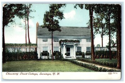 1910 Chauncey Olcott Cottage Exterior Saratoga New York NY Posted Trees Postcard