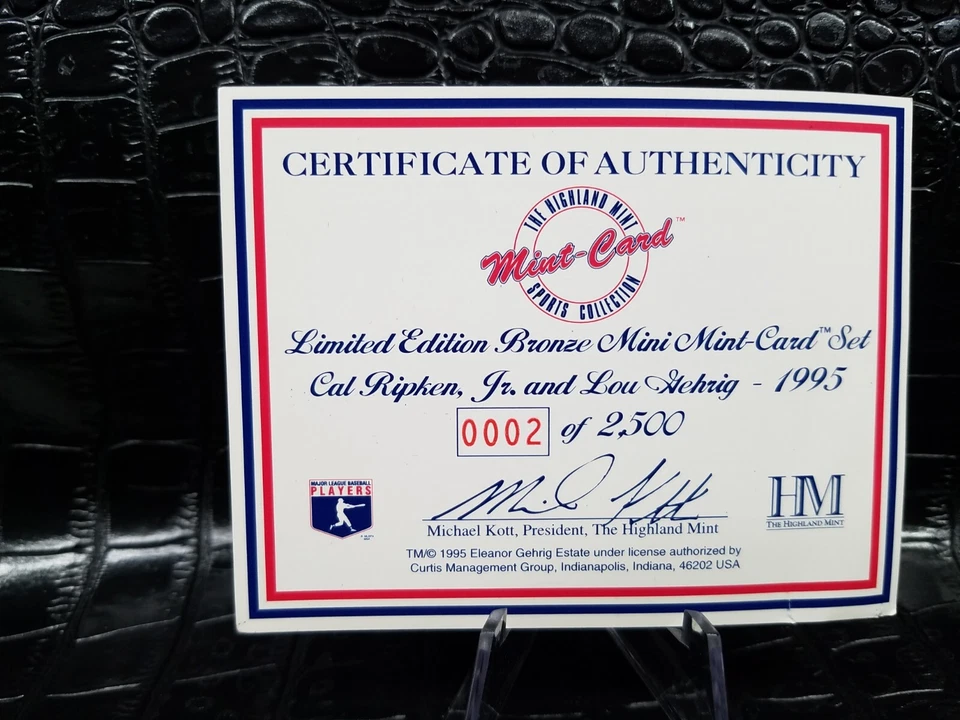 Mini juego de cartas de bronce macizo 1995 Cal Ripken Jr. Lou Gehrig Highland como nuevo #2/2500 Foto 3 de 4