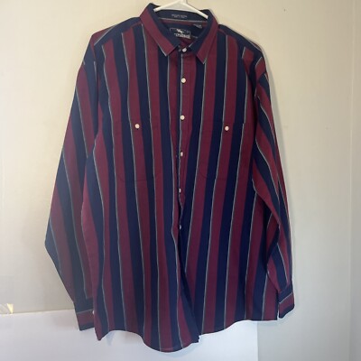 Steeple Chase Vintage Mens Striped Long Sleeve Button Down Shirt Size Xl