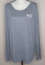 Victoria's Secret Simi Sheer Blouse Top Woman XL Gray Long Sleeve Scoop Neck VS