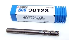 30123 Kyocera SGS 3/16" Carbide End Mill 4 Flute SQ (.1875")