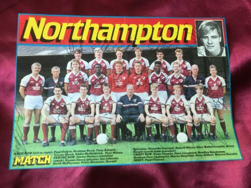 22 Autographs NORTHAMPTON TOWN FC 88/89-Handsigned Poster! Longhurst/McGoldrick - Picture 1 of 3