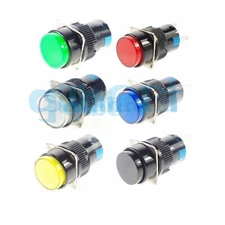 LOT2 16mm 1NO 1NC/2NO 2NC Plastic Lamp Momentary/Latching Pushbutton Switch