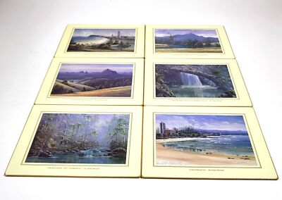 Vintage Villart Australia Platzsets Holz auf Kork   Set 6 von Frank Mitchell