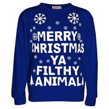 Girls Boys Xmas Jumper Royal Sweatshirt Ya Filthy Animal Gifts For Children