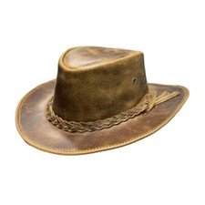 Men's Rodeo Cowboy Hat   Genuine Distressed Leather Brown Cowgirl Hat