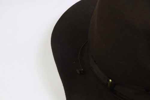 BORSALINO Fedora Hat Brown Solid Wool Casual Logo Feltro Rasato Size 7 1/4 - Picture 4 of 16