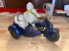Michelin Tire Men Motorcycle Sidecar Cast Iron Patina Fatboy Goodyear Collector