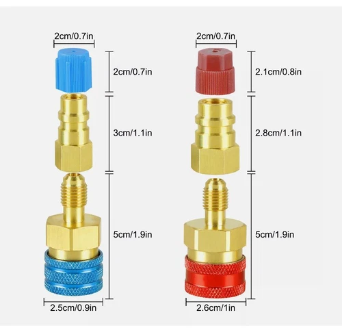 For Car A/C R1234YF To R134A Adapter Kit Quick Couplers Hi/Lo Side Conversion - Picture 3 of 17