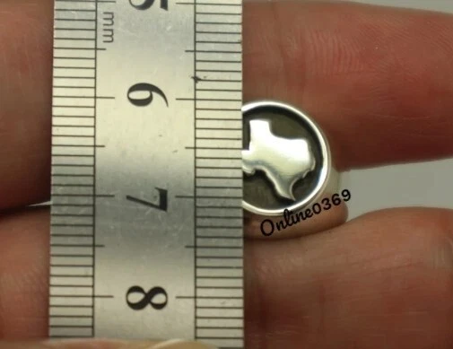 Solid Metal 925 Sterling Silver Men's Texas Signet Band Ring White Gold Plated - Image 3 of 4