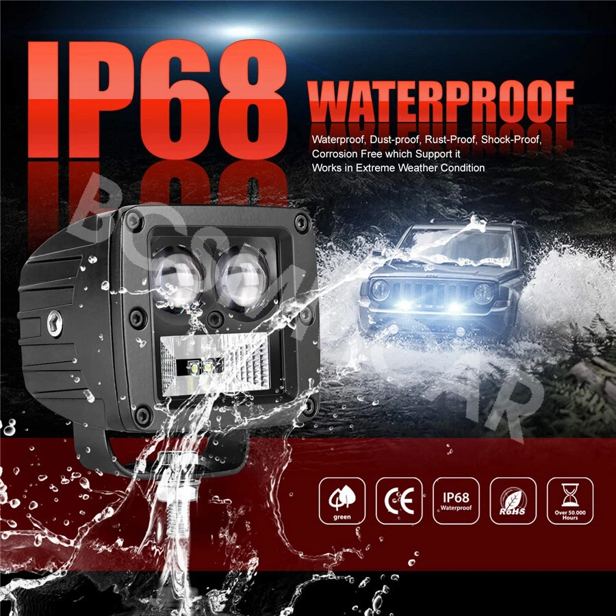 LED Light Bar 2PCS 3in 12800LM Work Lamp Spot Flood Car Offroad Driving Fog Lamp — 第 3/4 张图片