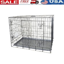 Folding Wire Dog Crate X-Small 24in W/ Removable Tray Divider Safety Latches New