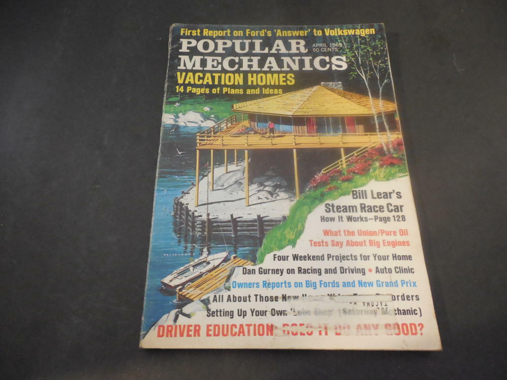 Popular Mechanics Apr 1969 Bill Lear's Steam Race Cara, Vacation Homes ID:33890