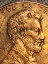 1995 D Lincoln Memorial Cent Error Variety - Plating Blisters and Nose Die Chip