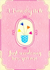 Designer Greetings Four Flowers in Blue Pot A Friendly Note Friendship Card