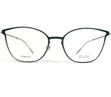 Marchon Airlock P-5004 320 Eyeglasses Frames Blue Silver Cat Eye 51-17-140