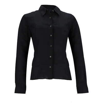 Aspesi Leinen-Bluse Damen Schwarz langarm Gr. 40 (ehem. UVP   245,00)