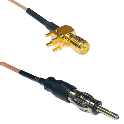 RG178 RP-SMA Female PCB Tall to AM/FM MALE Coax RF Cable USA-Ship
