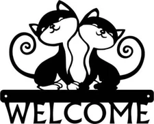 Twin Cats Welcome Sign - Made in America - Outdoor Decor