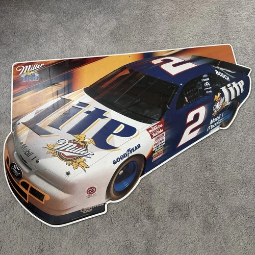 VTG 1997 Rusty Wallace #2 Miller Lite Racing Race Car Nascar Metal Beer Sign