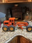 Vintage Tonka Orange Pressed Steel Road Grader 970 Wheels