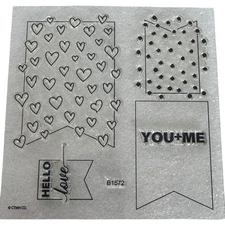 CTMH My Acrylix Acrylic Stamp Set Banner Love Hearts Polka Dots Hello Love B1572