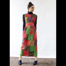 Design House Vintage 1970’s Patchwork Pinafore Apron Wrap Dress Cottagecore 70’s