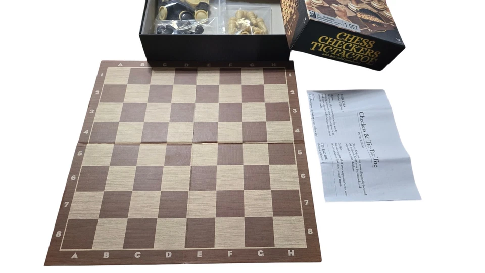 Cardinal Chess Checkers Tic-Tac-Toe Game Set with Dual-Sided Gameboard Complete - Image 2 of 4