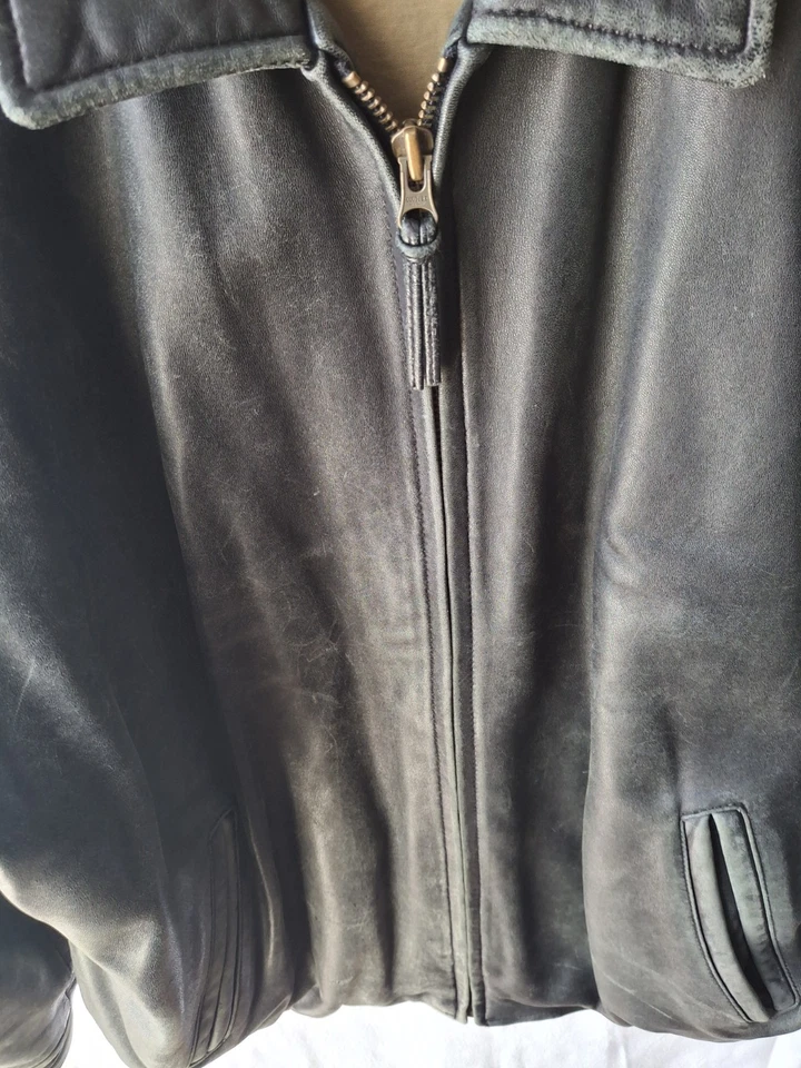 Couture By J Park Men's Lamb Leather Jacket Xl Some Fading 1 Sleeve Lining Loose - Image 3 of 4