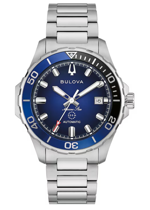 Bulova Men's Marine Star Date Window Silver Automatic Watch 41MM 98B466