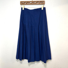 Vintage Impressions Blue Pleated Midi Skirt Size 14 Made In USA New Deadstock