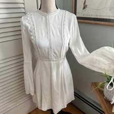 Forever21 Dress Medium White Long Sleeve Mini Feminine Romantic Angelcore