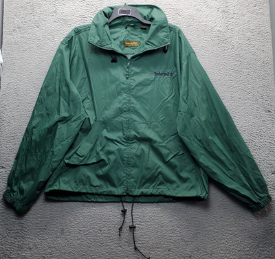 Timberland Weathergear Rain Jacket Mens XL Green Nylon Full Zip