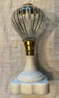 Antique Victorian Pressed Glass Font & Milk Glass Base Kerosene Oil Table Lamp